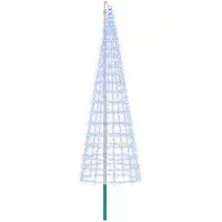 vidaXL - Kerstboomverlichting - met - grondspies - en - vlaggenmast - 300 - cm