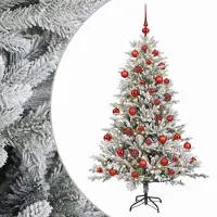 vidaXL - Kunstkerstboom - met - kerstbal - 150 - cm - 150 - LED's - Warmwit