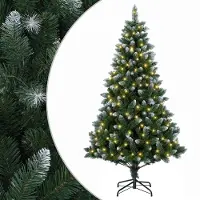 vidaXL - Kunstkerstboom - 210 - cm - 300 - LED's - Warmwit - PVC - en - Metalen - Groen