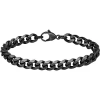 Lucardi - Kinder Stainless steel armband gourmet met antique finish - Armband - Staal - Zilverkleurig - 19 cm