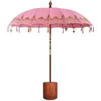 vidaXL Balinese parasol met basis Roze en Bruin Ø 210-220 cm