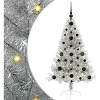 vidaXL Kunststof Voorverlichte Kerstboom met 150 LED Zilver 120 cm PET