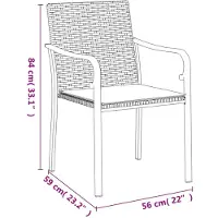 vidaXL Tuinstoelen 2 st met kussens 56x59x84 cm poly rattan zwart