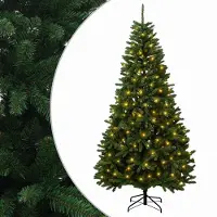 vidaXL - Kunstmatige - Hinged - Kerstboom - 240 - cm - 300 - LED's - Warmwit