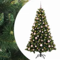 vidaXL Kunstkerstboom met kerstbal 240 cm 300 LED's Warmwit