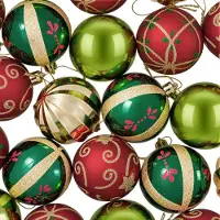 vidaXL - Kerstballenset - 30 - st - Rood, - groen - en - goud - Ø - 6 cm - Kunststof