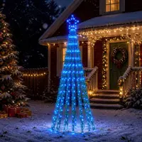 vidaXL - LED - kerstboom - 180 - cm - 255 - LED's - Blauw - Staal - Zwart
