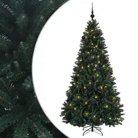 vidaXL - Kunstkerstboom - donkergroen - met - kerstballen - 240 - cm - 300 - LED's