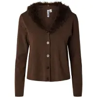Pieces Pcsinna Pluis Gebreid Vest Dames Bruin L