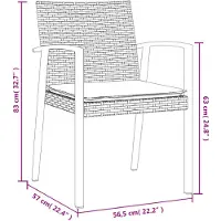 vidaXL Tuinstoelen 2 st met kussens 56,5x57x83 cm poly rattan bruin