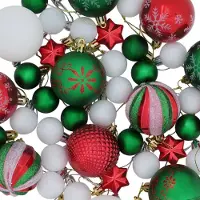 vidaXL Kerstballenset 88 st Rood, groen en wit Ø 6 cm Kunststof