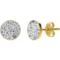 Lucardi Dames 9 karaat oorknoppen met zirkonia 8mm - Oorbellen - 9 Karaat - Goudkleurig