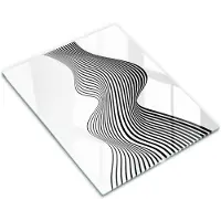 Wallfluent Glazen Snijplanken - Lineaire Abstractie Snijplanken Glas - 30 cm x 40 cm - Zwart-Wit Snijplanken van Glas - Glazen Snijplank - Glazen Snijplank Voor Keuken - Antislip Hakplank van Glas