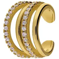 Lucardi Dames Zilveren goldplated earcuff - Oorbellen - 925 Zilver - Goudkleurig
