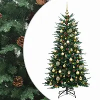 vidaXL - Kunstmatige - Hinged - Kerstboom - 150 - cm - 150 - LED's - Warmwit - PE - & - PVC