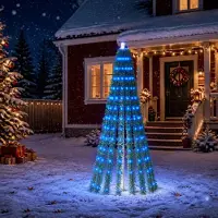 vidaXL - LED - kerstboom - 150 - cm - 240 - LED's - Blauw - Staal - Groen