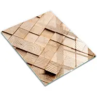 Wallfluent Glazen Snijplanken - Houten Vierkanten Snijplanken Glas - 30 cm x 40 cm - Beige Snijplanken van Glas - Glazen Keukenplank - Design Glazen Snijplank Keuken - Antislip Glazen Serveerplank