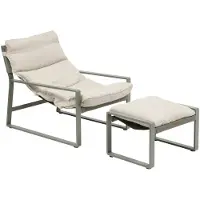 Hespéride Relaxfauteuil voor in de tuin met poef van aluminium LAMBINIO