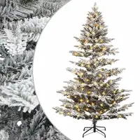 vidaXL - Kunstmatige - Hinged - Kerstboom - 240 - cm - 300 - LED's - Warmwit - PE - & - PVC
