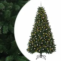 vidaXL - Kunstkerstboom - middengroen - met - kerstbal - 300 - cm - 600 - LED's