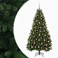 vidaXL Kunstkerstboom middengroen met kerstbal 180 cm 300 LED's