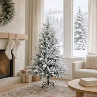 vidaXL - Kunstmatige - Hinged - Kerstboom - 150 - cm - PVC - en - Metalen - Groen - en - Wit