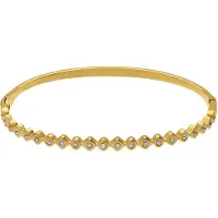 Lucardi - Dames Stainless steel goldplated bangle met kristal voor dames - Armband - Staal - Goudkleurig