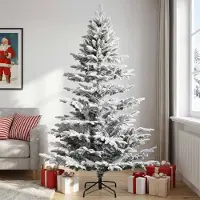 vidaXL - Kunstmatige - Hinged - Kerstboom - 240 - cm - PE - & - PVC - Groen - en - wit
