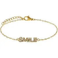 Lucardi - Dames Stainless steel goldplated armband met letterhanger Smile met zirkonia voor dames - Armband - Staal - Goudkleurig - 20 cm