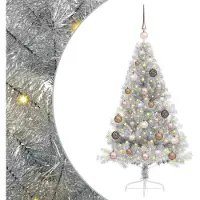 vidaXL Kunststof Voorverlichte Kerstboom met 150 LED Zilver 120 cm PET