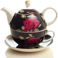 Marco polo Theepot met Kop en Schotel - Rozen - Cadeau Set