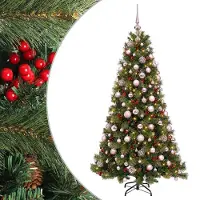 vidaXL Kunstkerstboom met kerstbal 180 cm 300 LED's Warmwit