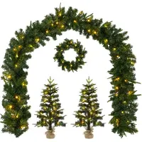 vidaXL - Mini-kerstbomenset - 45 - cm - 125 - LED's - Warmwit - PVC - en - PE - Groen