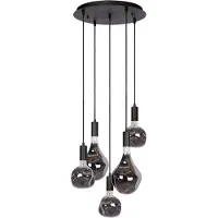 Atmooz Sapa 5 hanglamp – Zwart – Inclusief 3 Organic Neo en 2 Organic Evo lampen – 5 x E27 – Diameter plafondplaat: 40 cm – Dimbaar