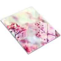 Wallfluent Glazen Snijplanken - Lente Roze Bloemen Snijplanken Glas - 30 cm x 40 cm - Roze Snijplanken van Glas - Glazen Hakplank - Hygiënische Snijplank van Glas - Glazen Snijplank met Antislip