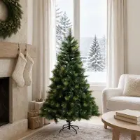 vidaXL - Kunstmatige - Hinged - Kerstboom - 150 - cm - PVC - en - Metalen - Groen
