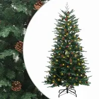 vidaXL - Kunstmatige - Hinged - Kerstboom - 150 - cm - 150 - LED's - Warmwit - PE - & - PVC