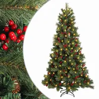 vidaXL - Kunstmatige - Hinged - Kerstboom - 240 - cm - 300 - LED's - Warmwit