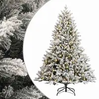 vidaXL - Kunstmatige - Hinged - Kerstboom - 180 - cm - 300 - LED's - Warmwit