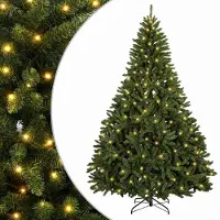vidaXL - Kunstmatige - Hinged - Kerstboom - 210 - cm - 400 - LED's - Warmwit - staal