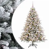 vidaXL Kunstkerstboom met kerstbal 210 cm 300 LED's Warmwit