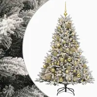 vidaXL - Kunstkerstboom - met - kerstbal - 120 - cm - 150 - LED's - Warmwit