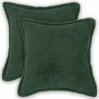 vidaXL Kussensloop 2 st HOUTEN Donkergroen 30 x 30 cm Bouclé