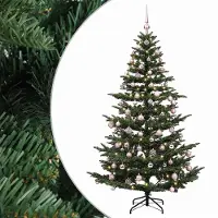 vidaXL Kunstkerstboom met kerstbal 180 cm 300 LED's Warmwit PE & PVC