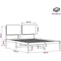 vidaXL Bedframe met gestoffeerd hoofdbord Naturel en lichtgrijs