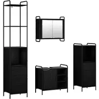 vidaXL Badkamerkast set 4 st Zwart eiken 40 x 36 x 200,5 cm