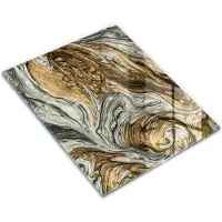 Wallfluent Glazen Snijplanken - Rijke Abstractie Snijplanken Glas - 30 cm x 40 cm - Gouden Snijplanken van Glas - Glazen Snijplank - Decoratieve Glazen Snijplank - Antislip Hakplank van Glas