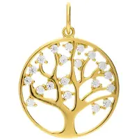Lucardi Dames 9 karaat hanger met zirkonia 16mm - Hanger - 9 Karaat - Goudkleurig