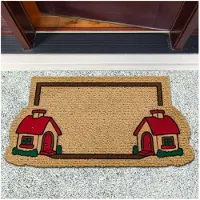ANRO Huisjes Deurmat Beige 40x70 cm - Antislip - 3D-effect