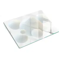 Wallfluent Glazen Snijplanken - Moderne 3D-Ballen Snijplanken Glas - 30 cm x 40 cm - Wit Snijplanken van Glas - Keuken Snijplank Glas - Design Glazen Snijplank Keuken - Antislip Keuken Snijplank Glas